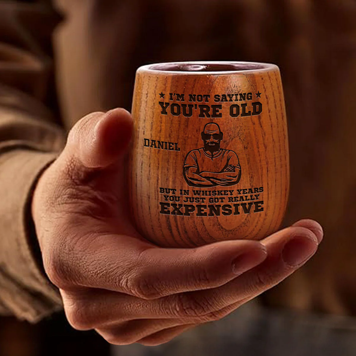In Whiskey Years You Just Got Really Expensive - Personalized Custom Engraved Wooden Whiskey Glass - Image 2