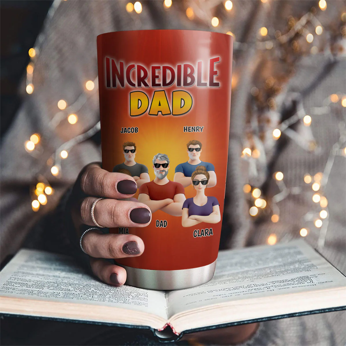 Incredible Dad - Personalized Custom Tumbler - Image 2
