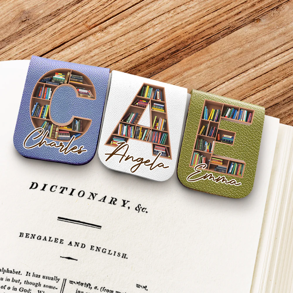 Into Books Alphabet - Personalized Custom Leather Bookmark