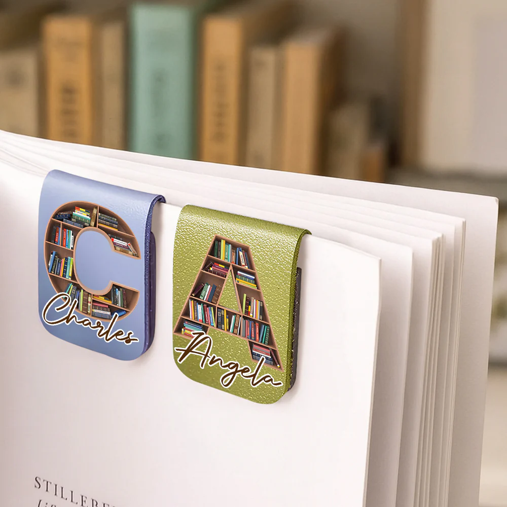 Into Books Alphabet - Personalized Custom Leather Bookmark - Image 3