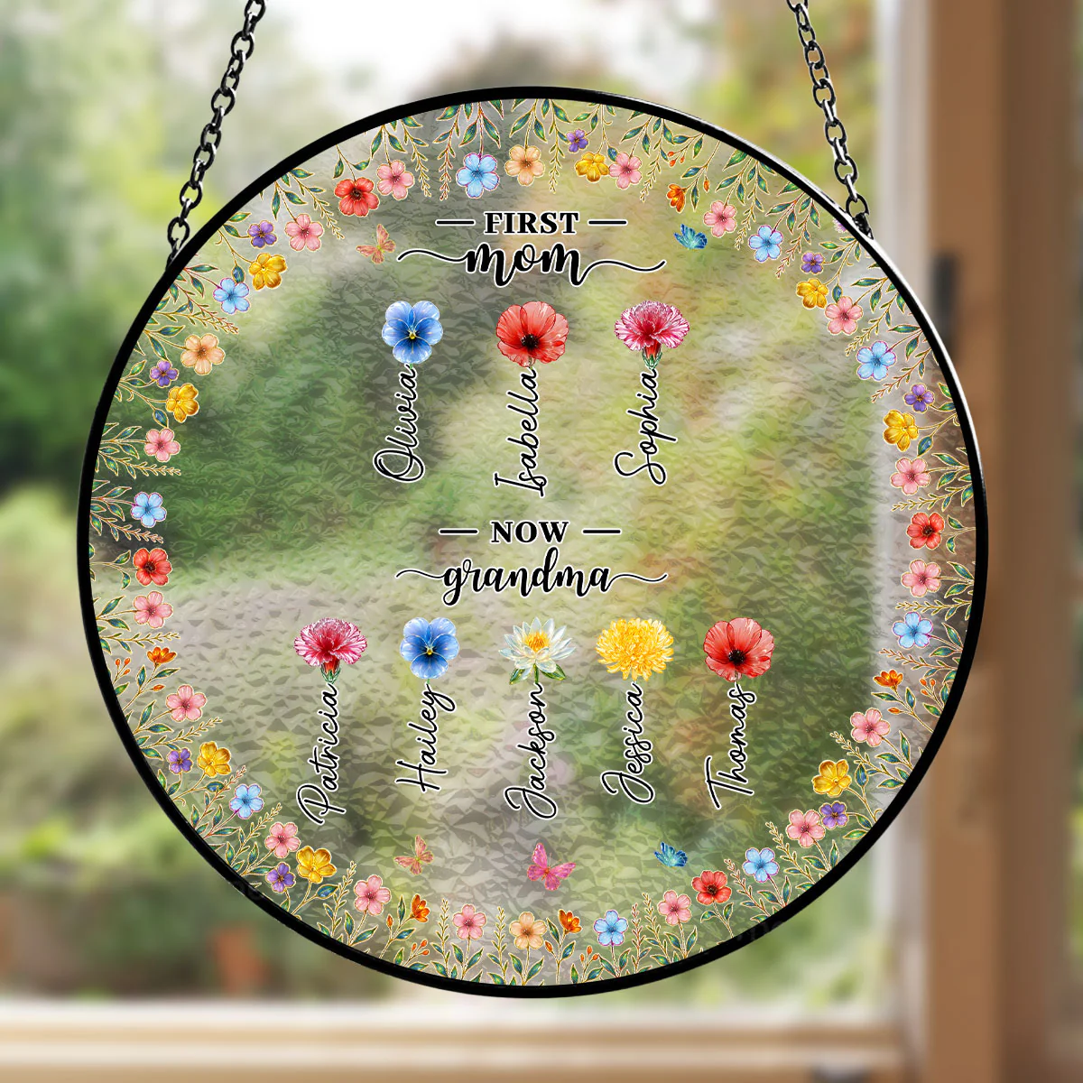 Iridescent Grandma Gardent - Personalized Custom Window Hanging Suncatcher