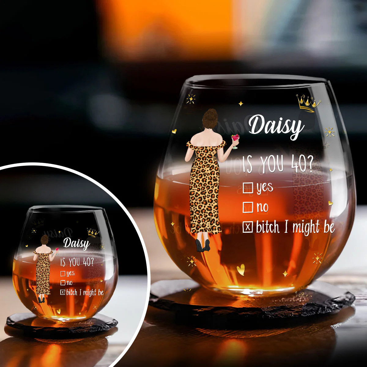 Is You 40 - Personalized Custom Wine Glass - Image 3