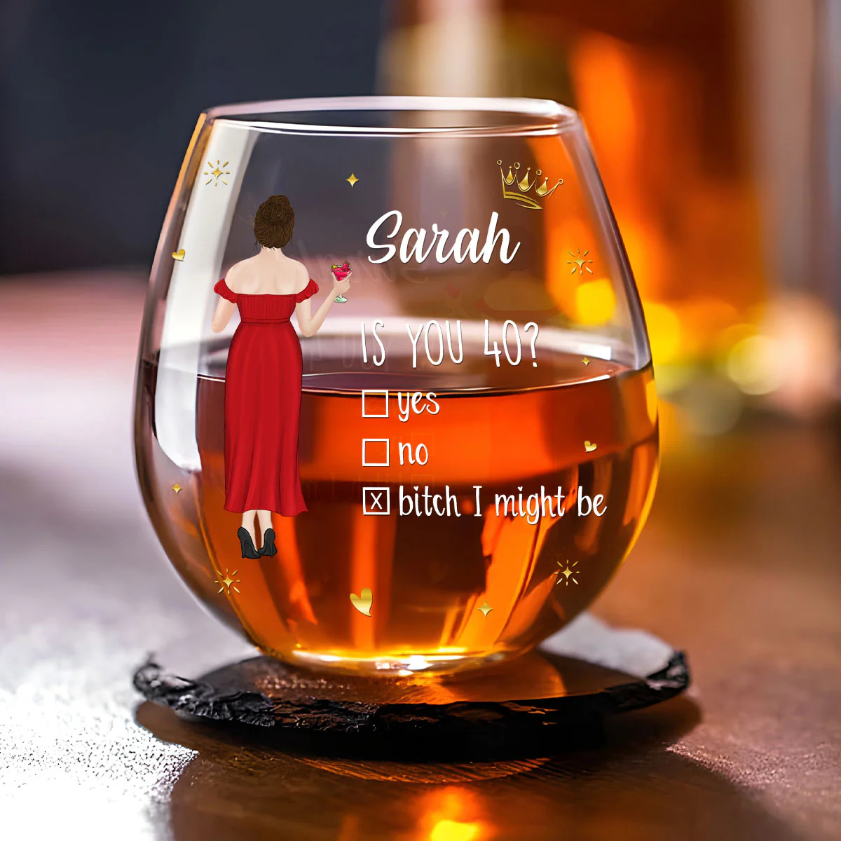 Is You 40 - Personalized Custom Wine Glass - Image 4