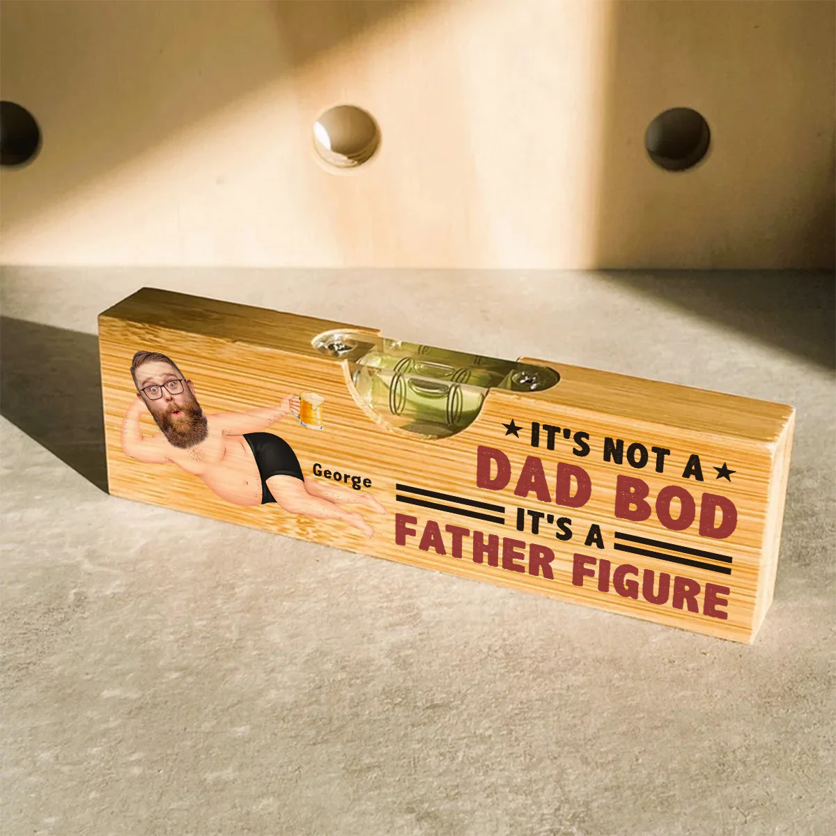 It Is A Father Figure - Personalized Custom Wooden Spirit Level Bottle Opener - Image 4