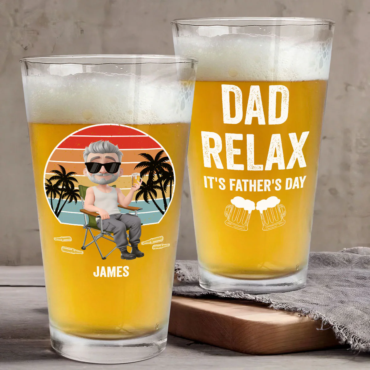 Daddy Relax - Personalized Custom Beer Glass - Image 4