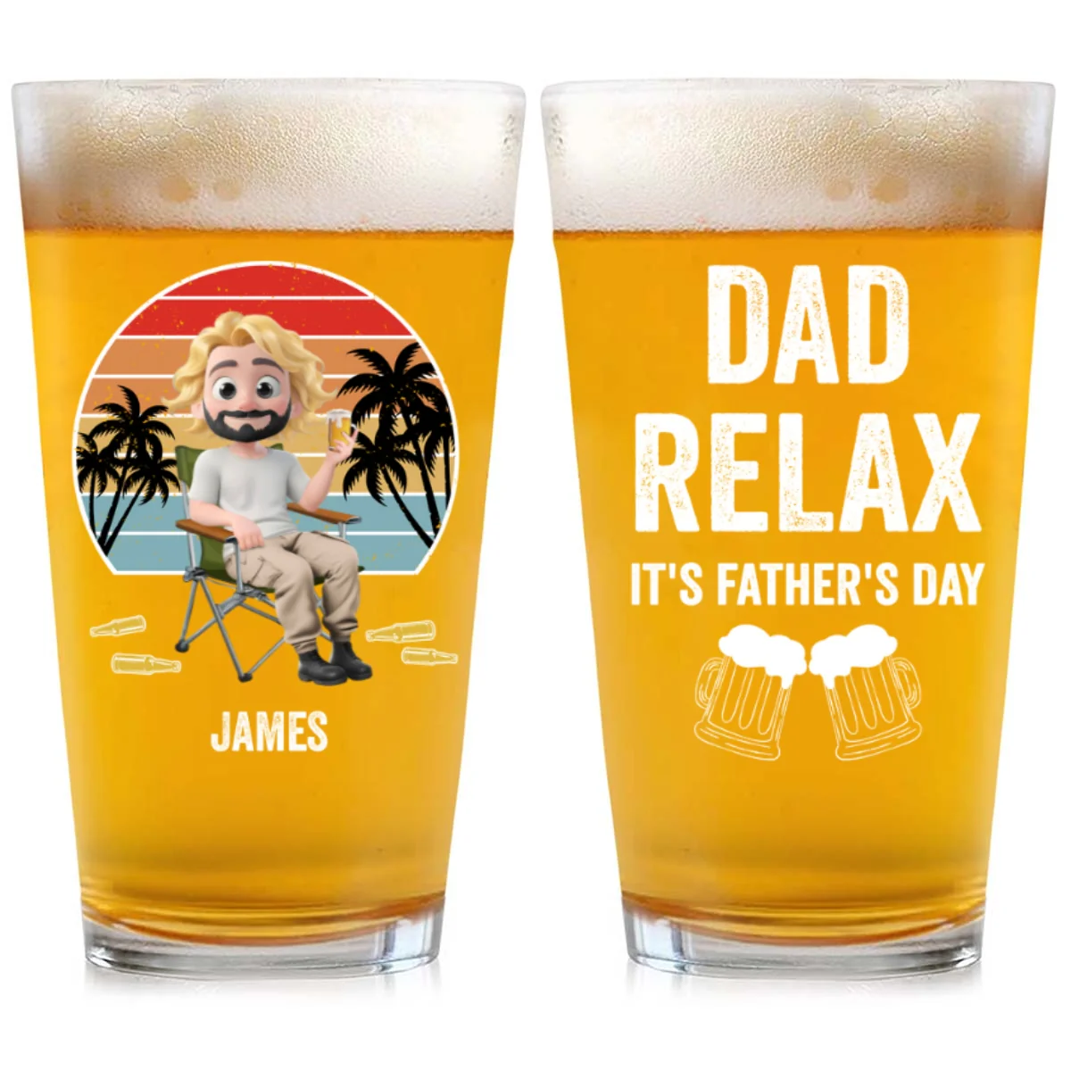 Daddy Relax - Personalized Custom Beer Glass - Image 7