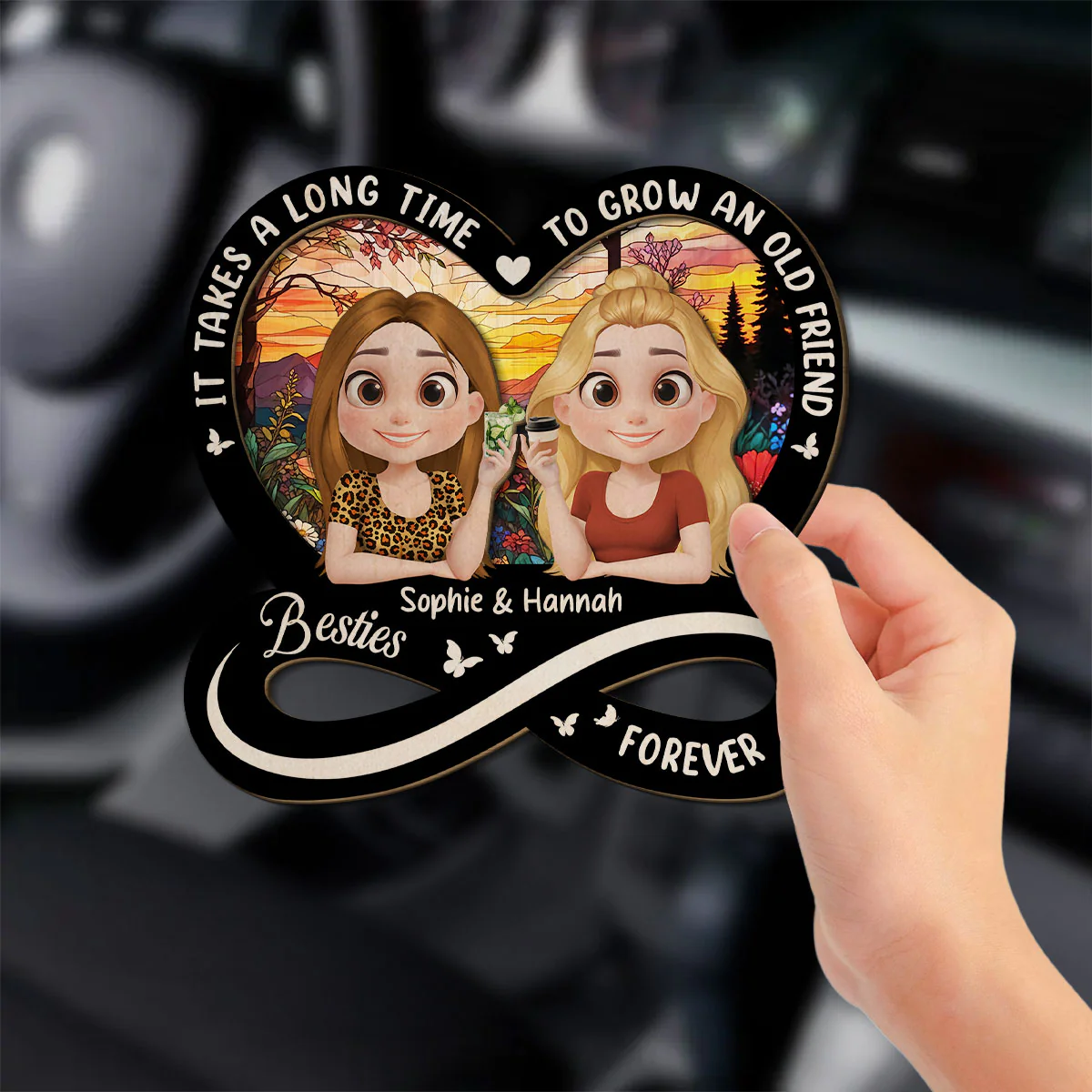 It Takes A Long Time Cartoonize - Personalized Custom Car Visor Clip - Image 2