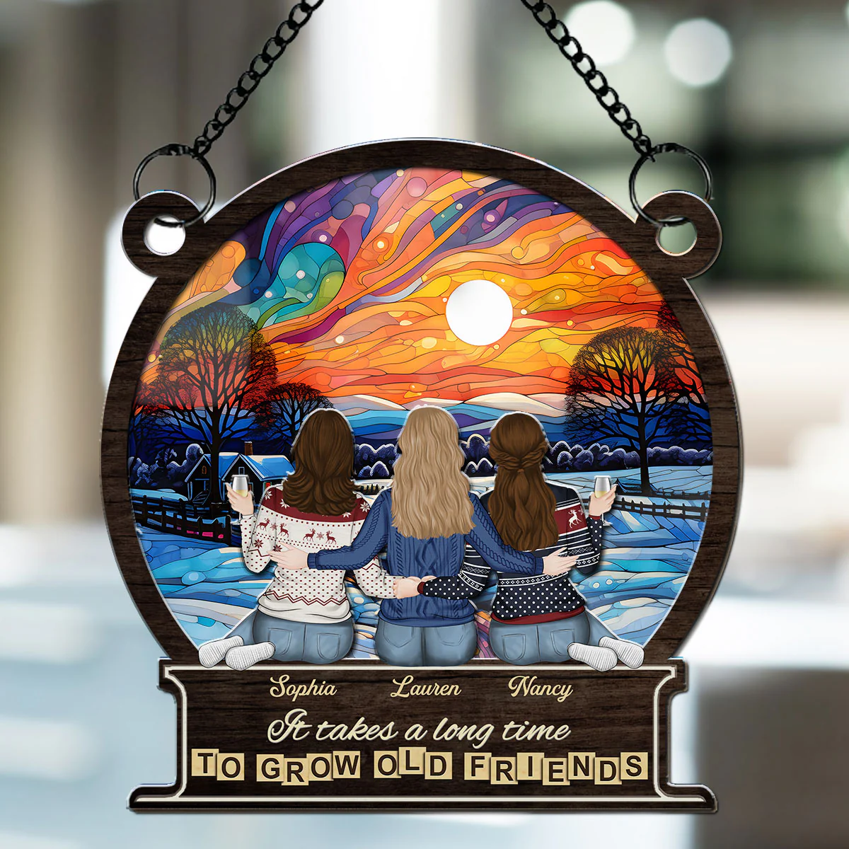 It Takes A Long Time To Grow An Old Friend Christmas - Personalized Custom Suncatcher - Image 2