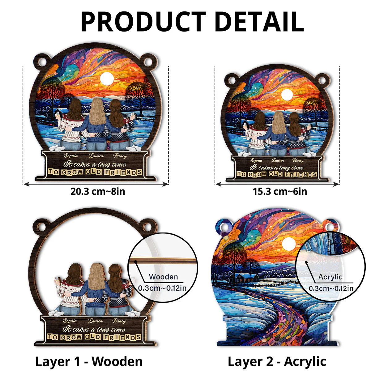 It Takes A Long Time To Grow An Old Friend Christmas - Personalized Custom Suncatcher - Image 3