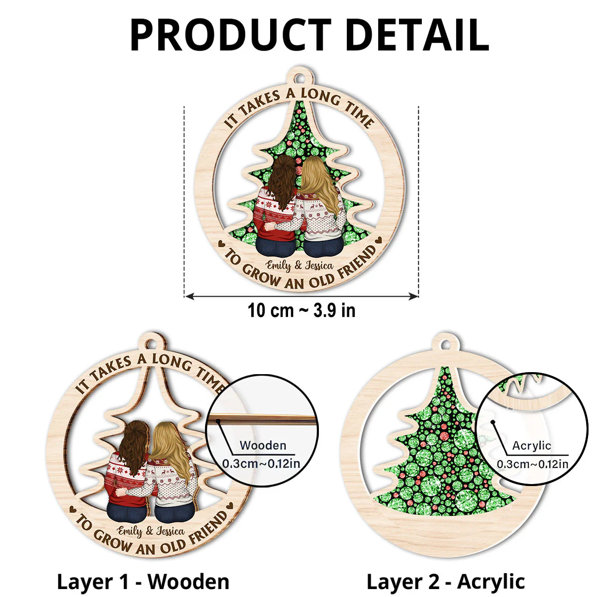 It Takes A Long Time To Grow An Old Friend - Personalized Custom Suncatcher Ornament - Image 4