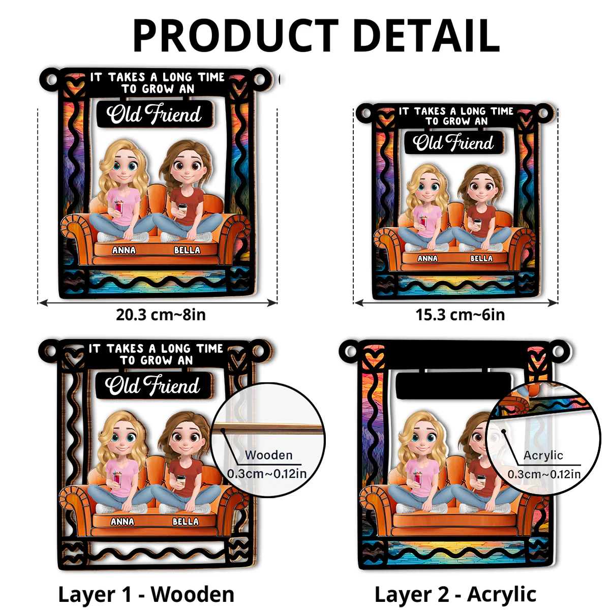 It Takes A Long Time To Grow An Old Friends - Personalized Custom Suncatcher - Image 4
