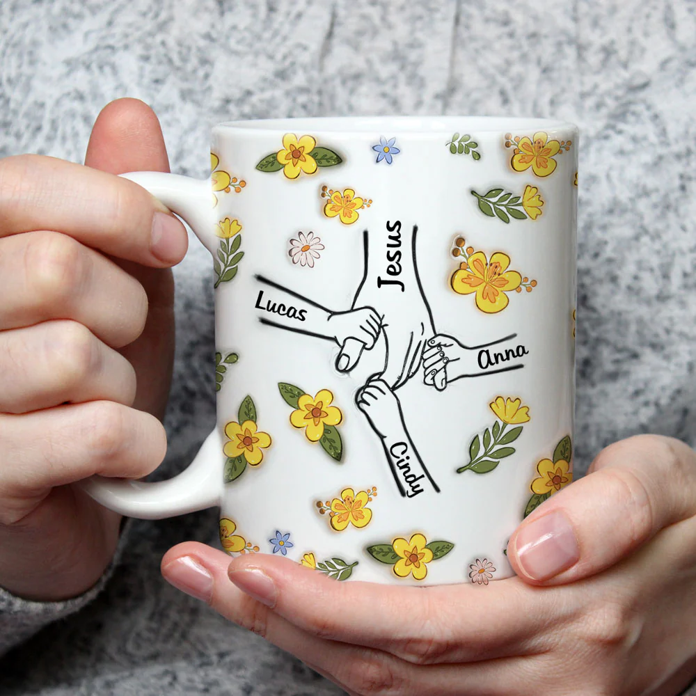 Jesus Holds Our Hand And Our Heart - Personalized Custom 3D Inflated Effect Mug - Image 3