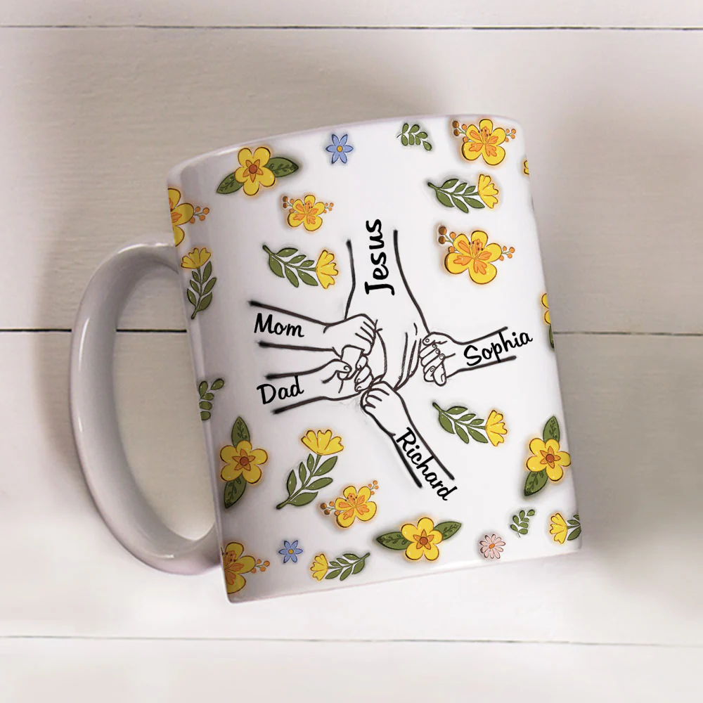 Jesus Holds Our Hand And Our Heart - Personalized Custom 3D Inflated Effect Mug - Image 4