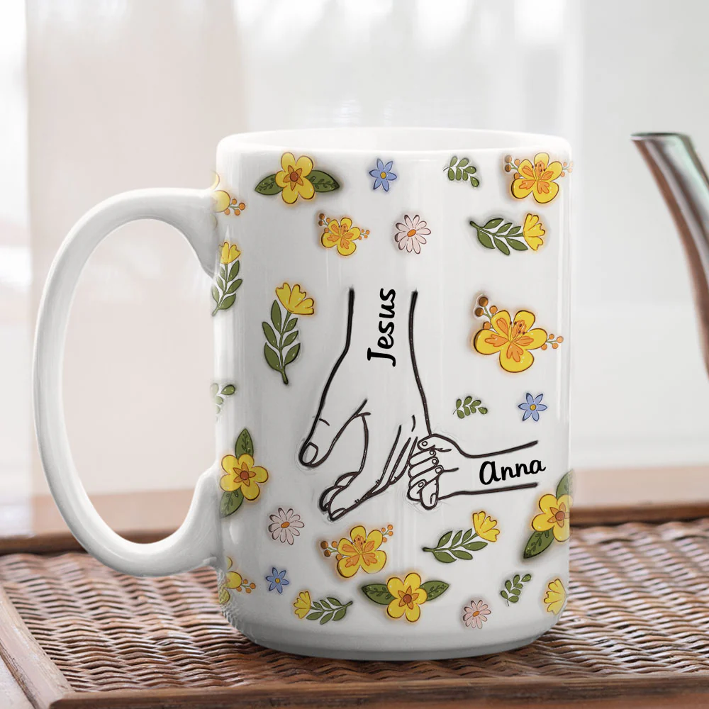Jesus Holds Our Hand And Our Heart - Personalized Custom 3D Inflated Effect Mug - Image 8