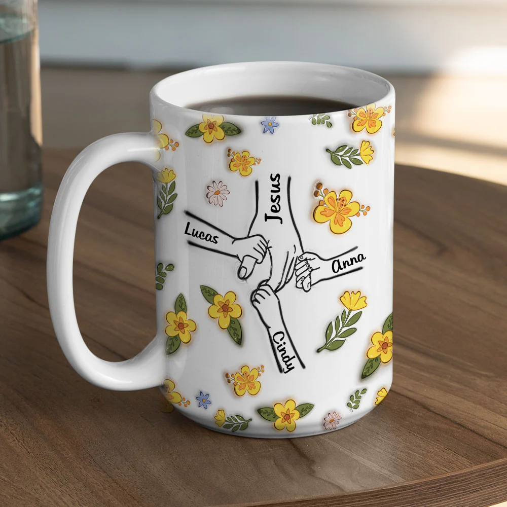 Jesus Holds Our Hand And Our Heart - Personalized Custom 3D Inflated Effect Mug - Image 9