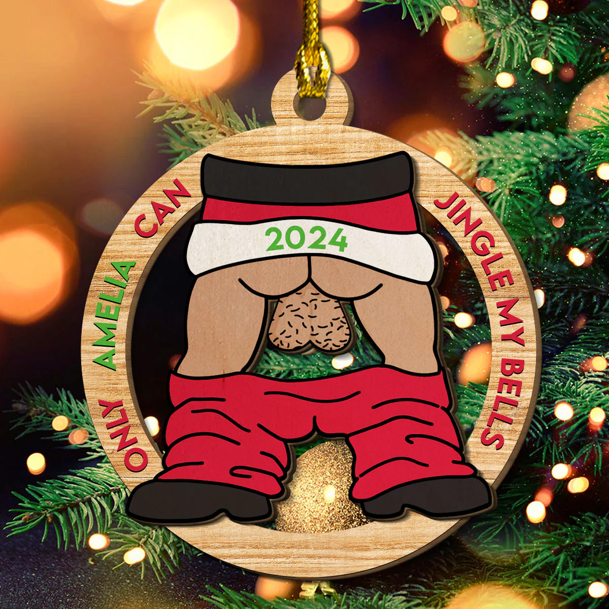 Jingle My Bells - Personalized Custom 2-Layered Wood Ornament - Image 3