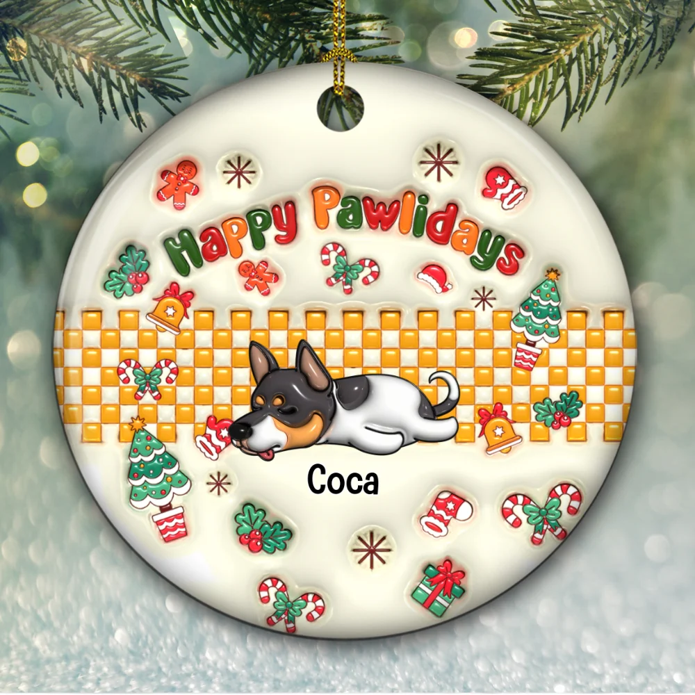 Jolly Pawlidays - Personalized Custom 3D Inflated Effect Ceramic Ornament - Image 6