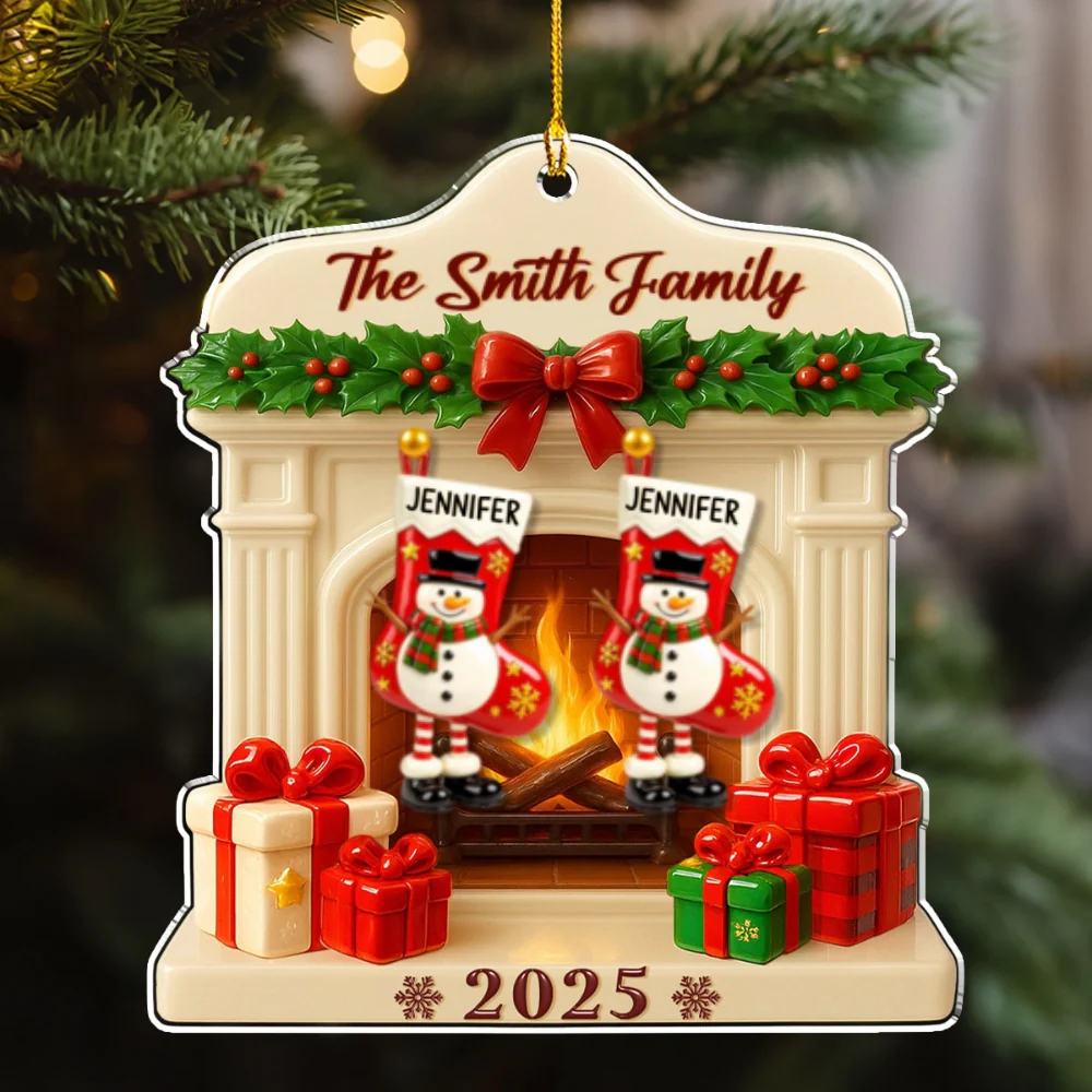 Jolly Stockings Hanging - Personalized Custom Acrylic Ornament - Image 6