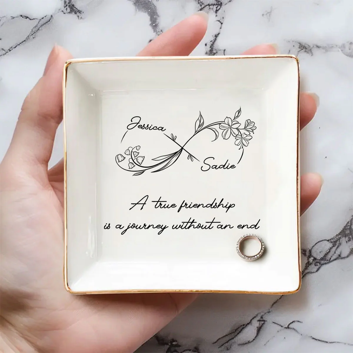 Journey Of Friendship - Personalized Custom Jewelry Dish - Image 2