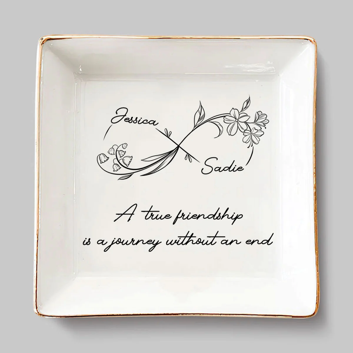 Journey Of Friendship - Personalized Custom Jewelry Dish - Image 3
