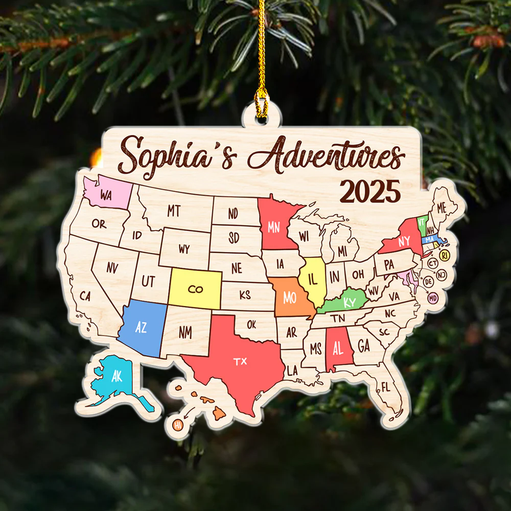 Journey Through The States - Personalized Custom Acrylic Ornament - Image 2