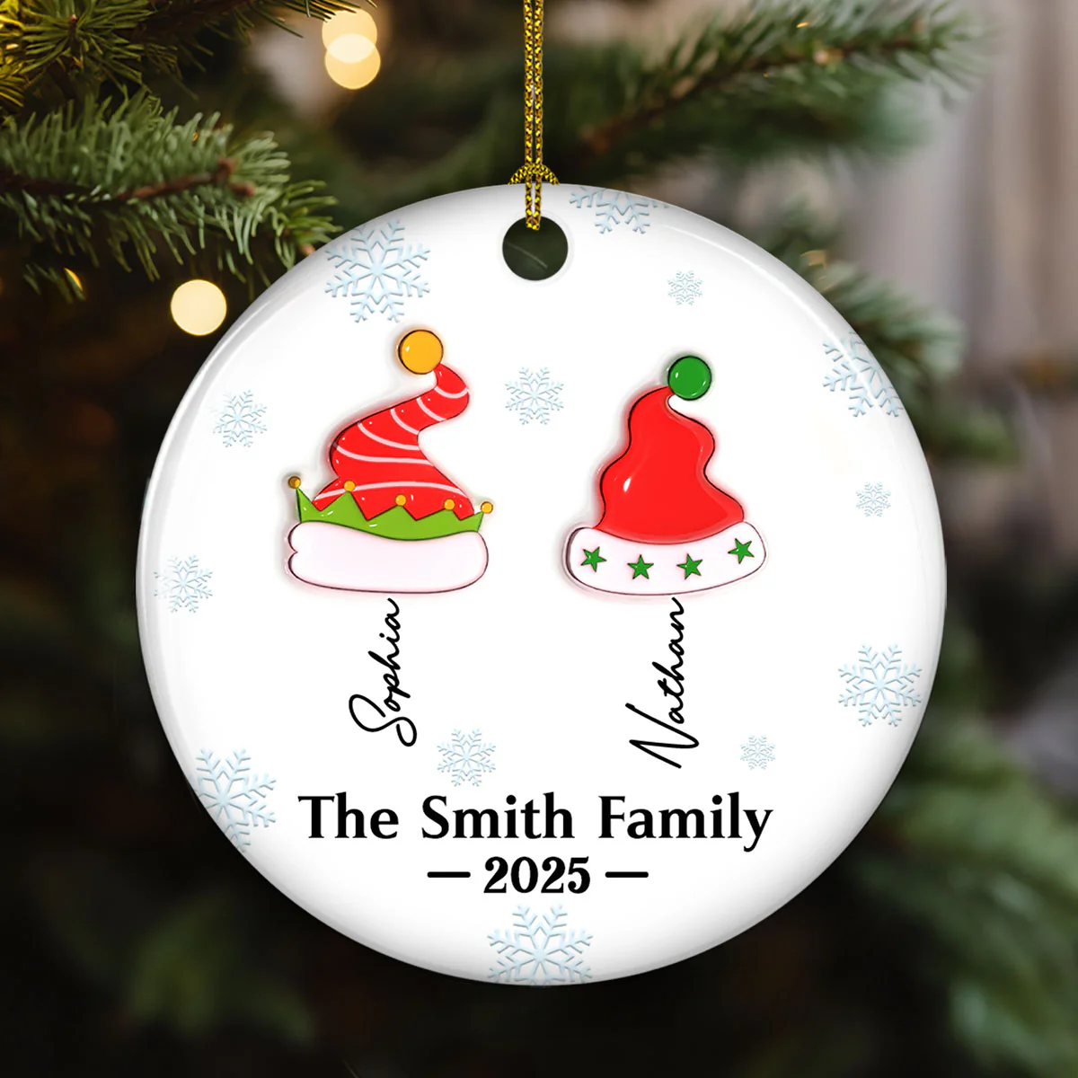 Joy Begins Where Family Gathers - Personalized Custom 3D Inflated Effect Ceramic Ornament - Image 5