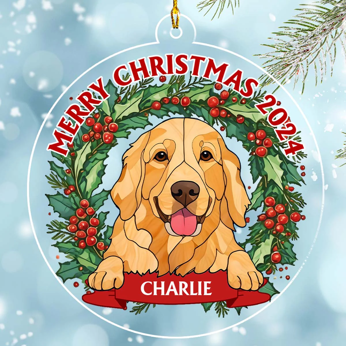 Joyful Christmas - Personalized Custom Acrylic Ornament - Image 3