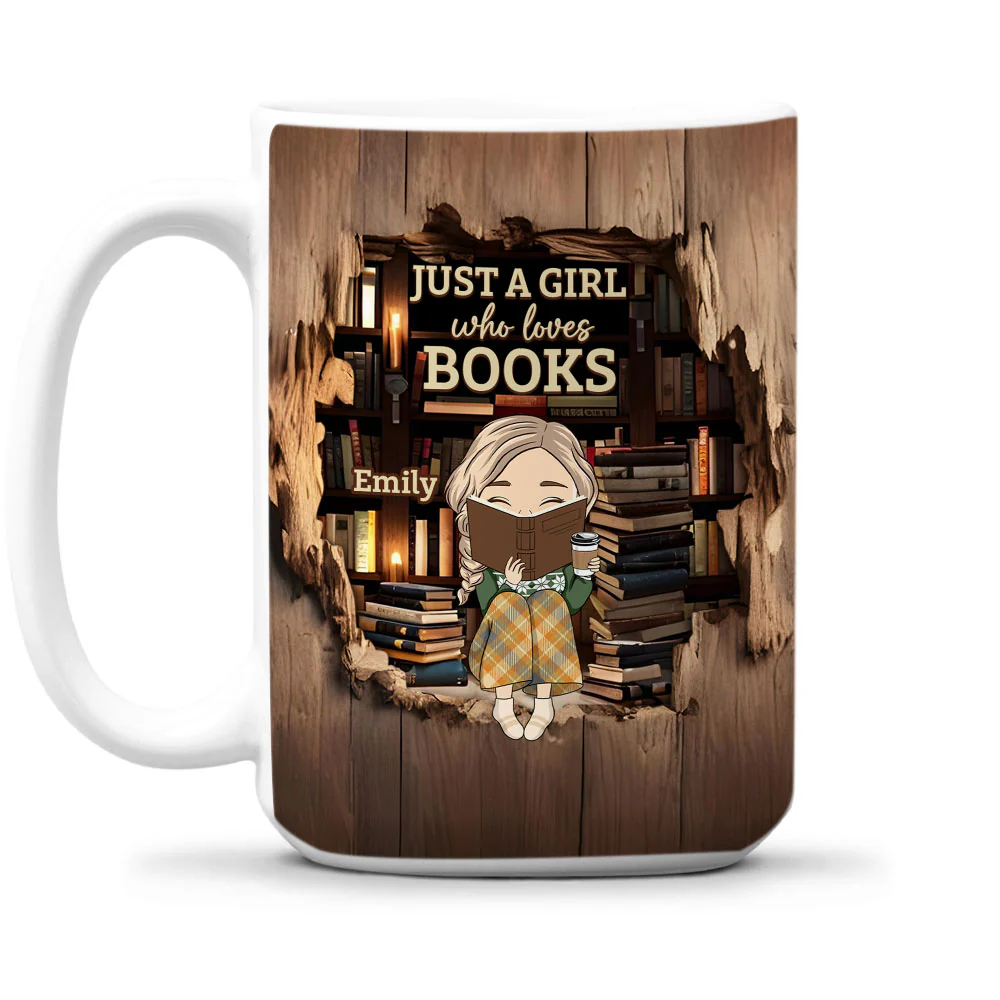 Just A Book Lover - Personalized Custom Coffee Mug - Image 5