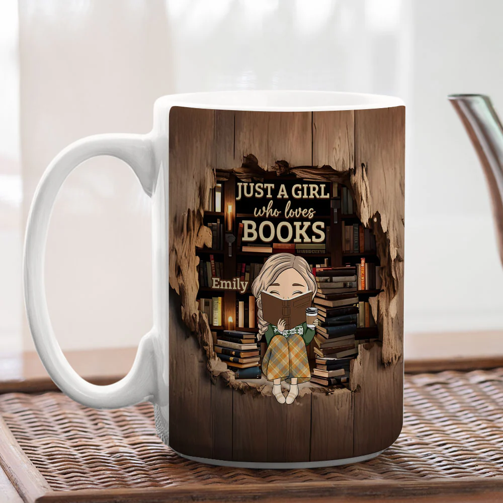 Just A Book Lover - Personalized Custom Coffee Mug - Image 6