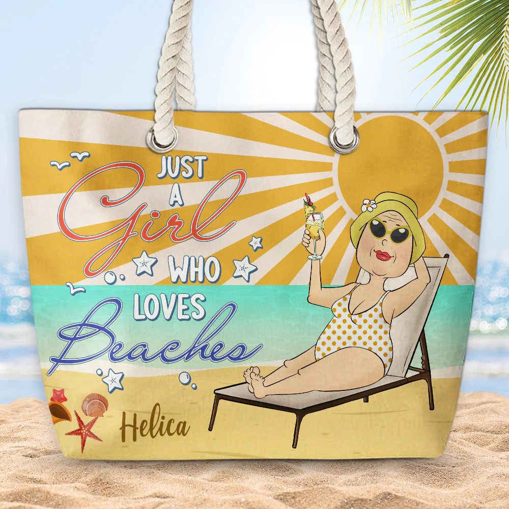 Just A Girl Who Loves Beaches - Personalized Beach Bag - Image 2