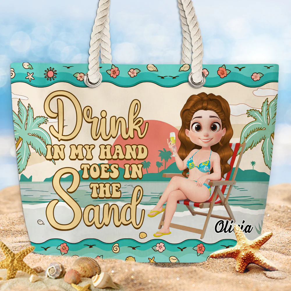 Just A Girl Who Loves Beaches - Personalized Custom Beach Bag - Image 2