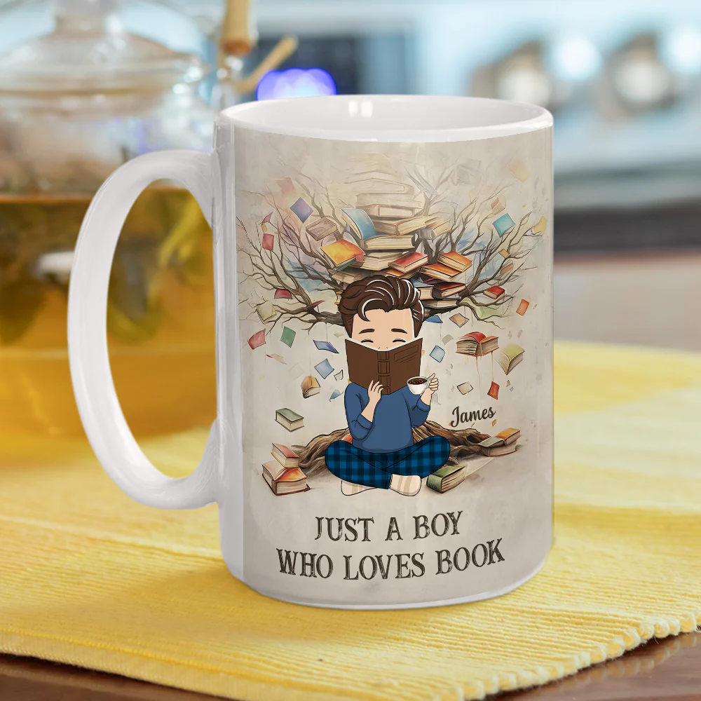 Just A Girl Who Loves Book - Personalized Custom Coffee Mug - Image 5