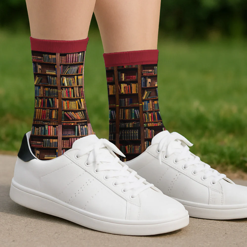 Just A Girl Who Loves Books - Personalized Custom Crew Socks - Image 4