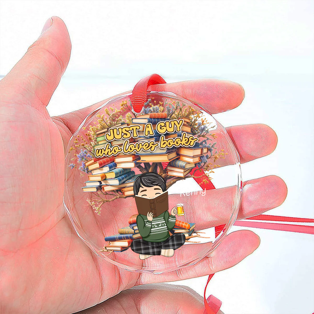Just A Girl Who Loves Books - Personalized Custom Glass Ornament - Image 4