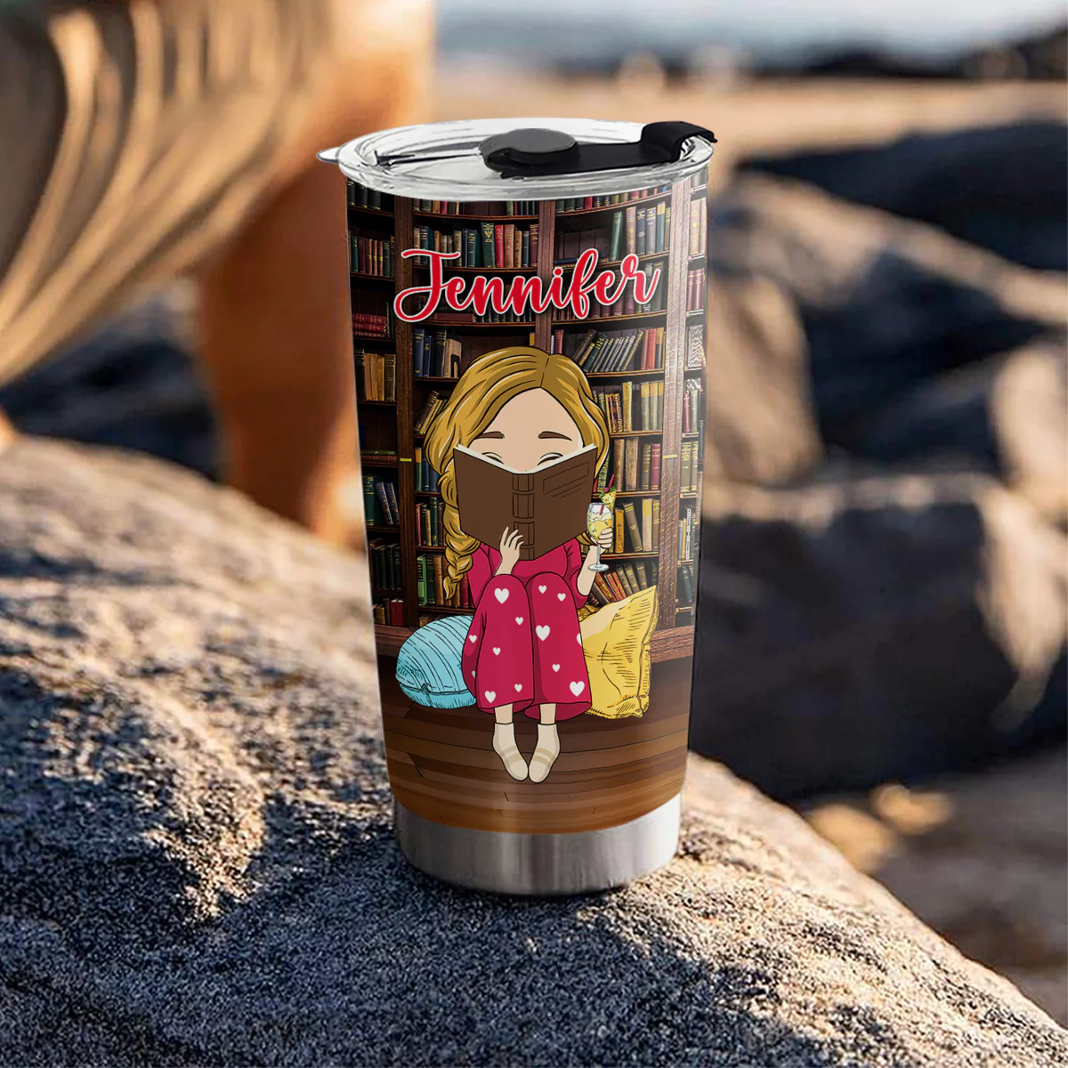 Just A Girl Who Loves Books - Personalized Custom Tumbler - Image 2