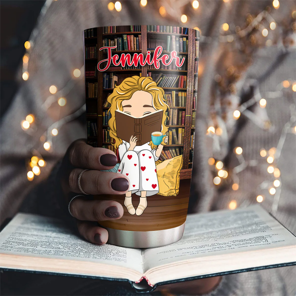 Just A Girl Who Loves Books - Personalized Custom Tumbler - Image 4