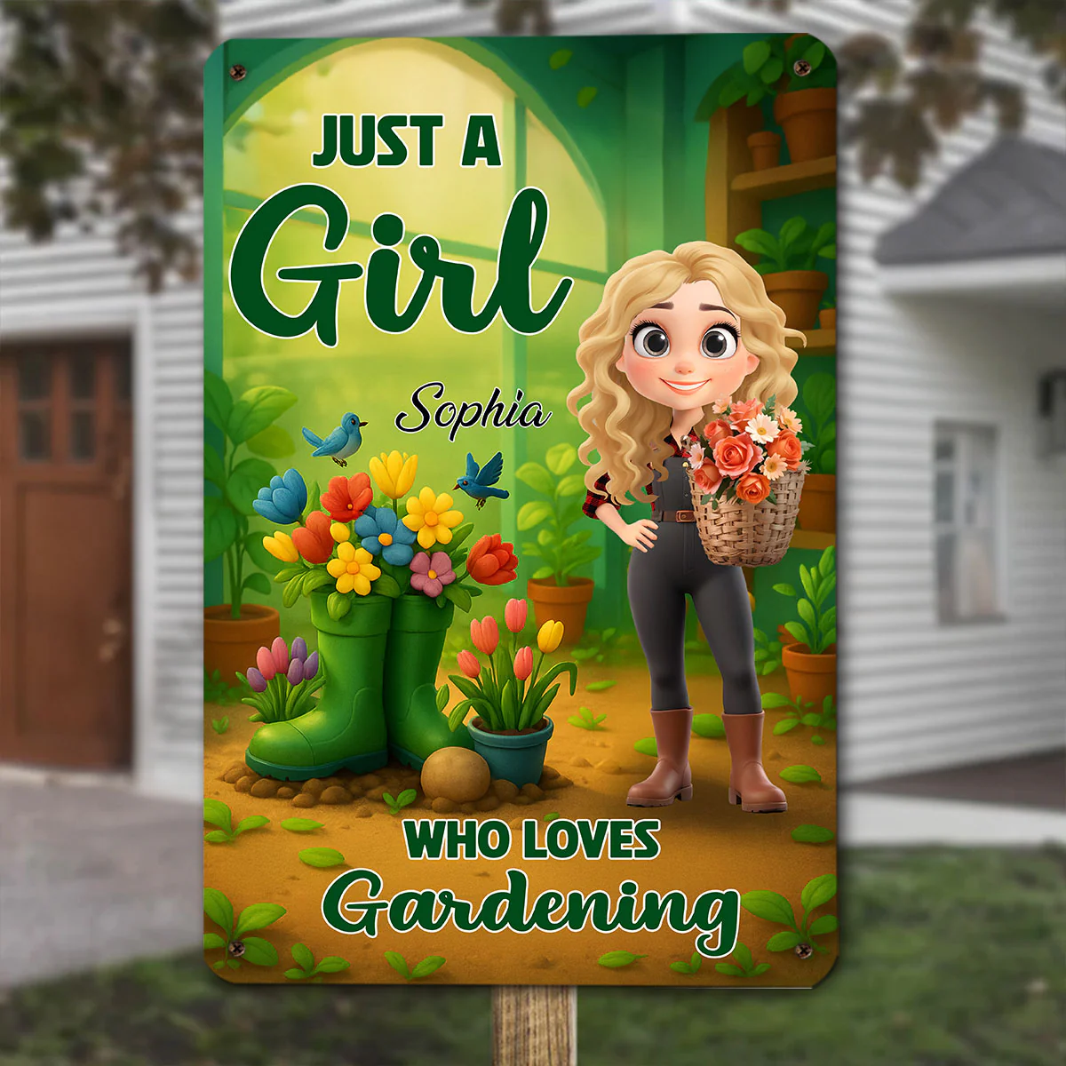 Just A Girl Who Loves Gardening - Personalized Custom Metal Sign - Image 2