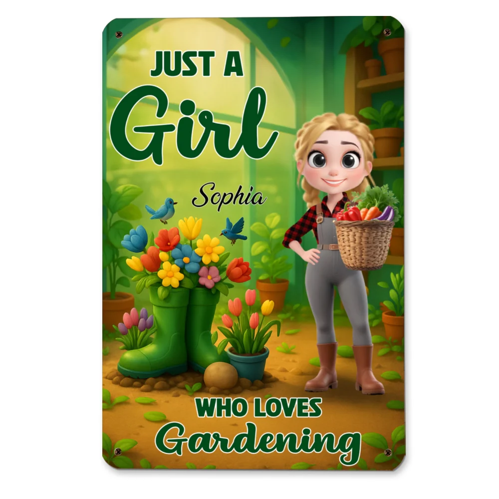 Just A Girl Who Loves Gardening - Personalized Custom Metal Sign - Image 5