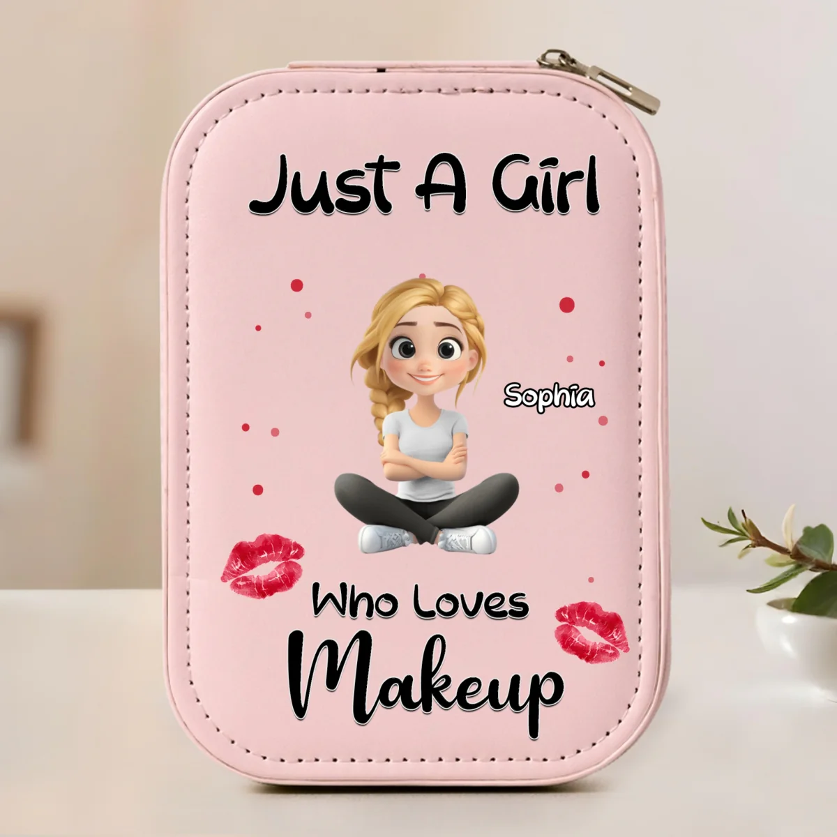 Just A Girl Who Loves Makeup - Personalized Custom Jewelry Box With LED Mirror - Image 6