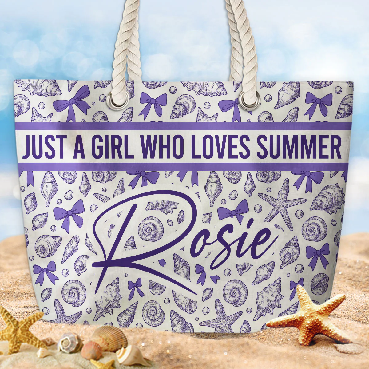 Just A Girl Who Loves Summer - Personalized Beach Bag - Image 2