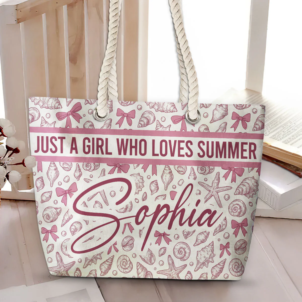 Just A Girl Who Loves Summer - Personalized Beach Bag - Image 3