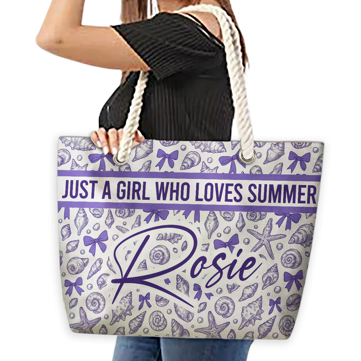 Just A Girl Who Loves Summer - Personalized Beach Bag - Image 5