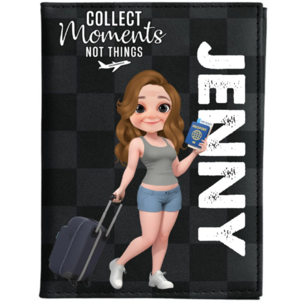 Just A Girl Who Loves Traveling Cartoonize - Personalized Custom Passport Cover - Image 5