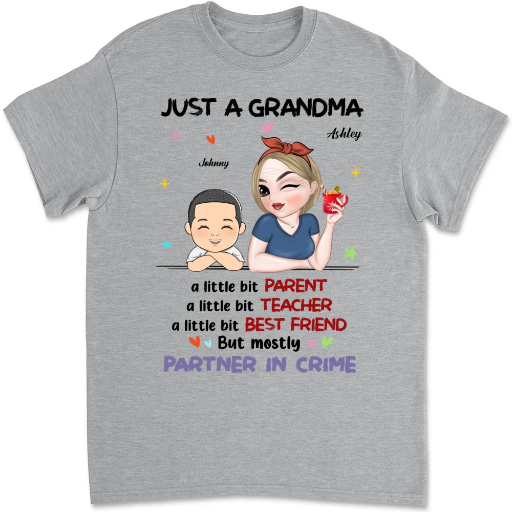 Just A Grandma Who's A Little Bit Partner In Crime - Personalized Custom Shirt - Image 11