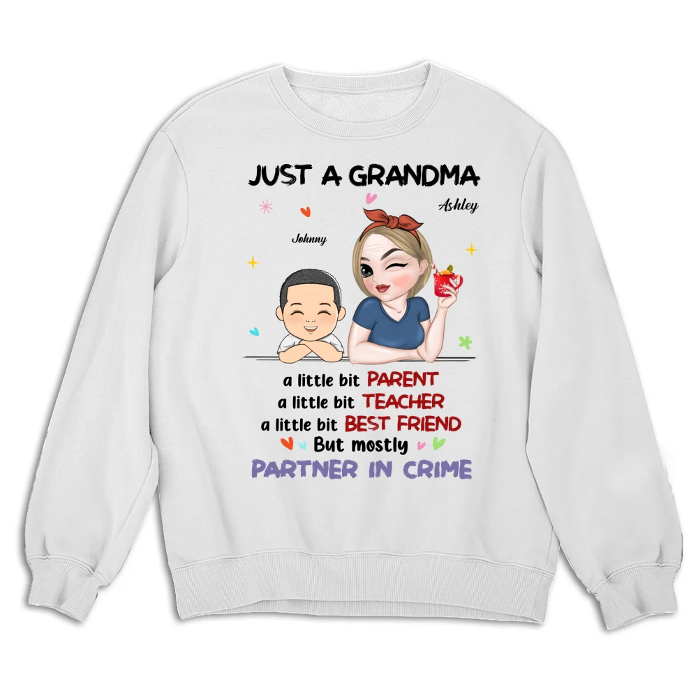 Just A Grandma Who's A Little Bit Partner In Crime - Personalized Custom Shirt - Image 17