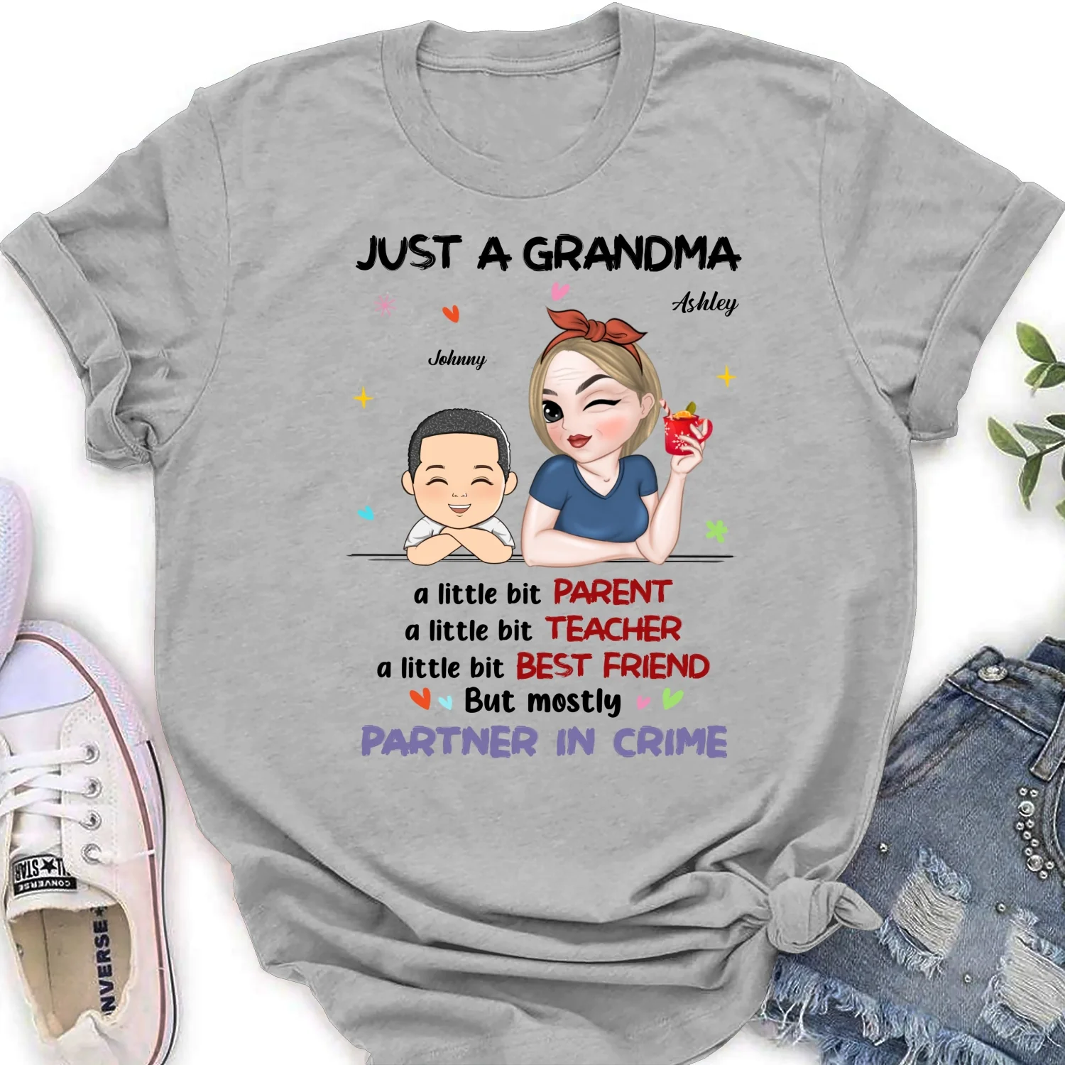 Just A Grandma Who's A Little Bit Partner In Crime - Personalized Custom Shirt - Image 21