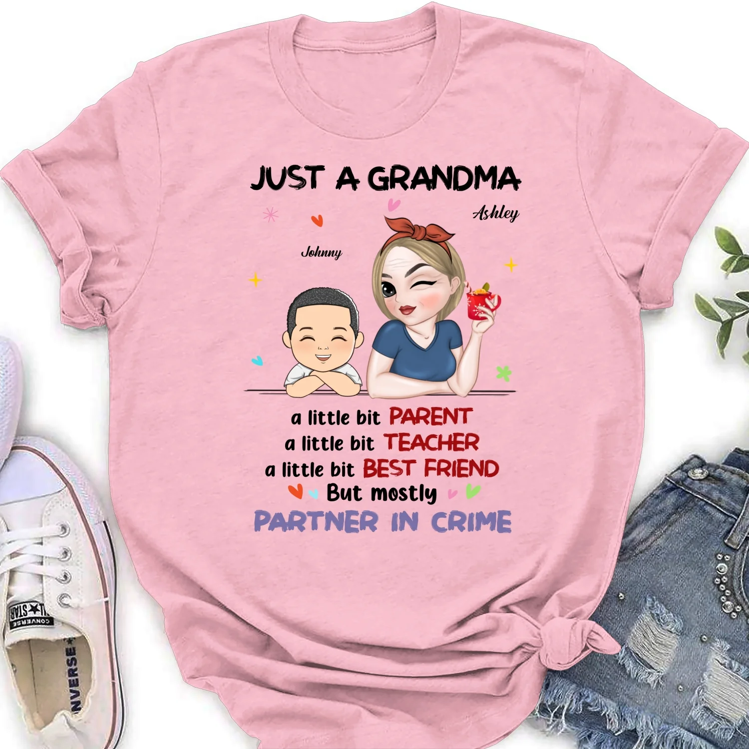 Just A Grandma Who's A Little Bit Partner In Crime - Personalized Custom Shirt - Image 22