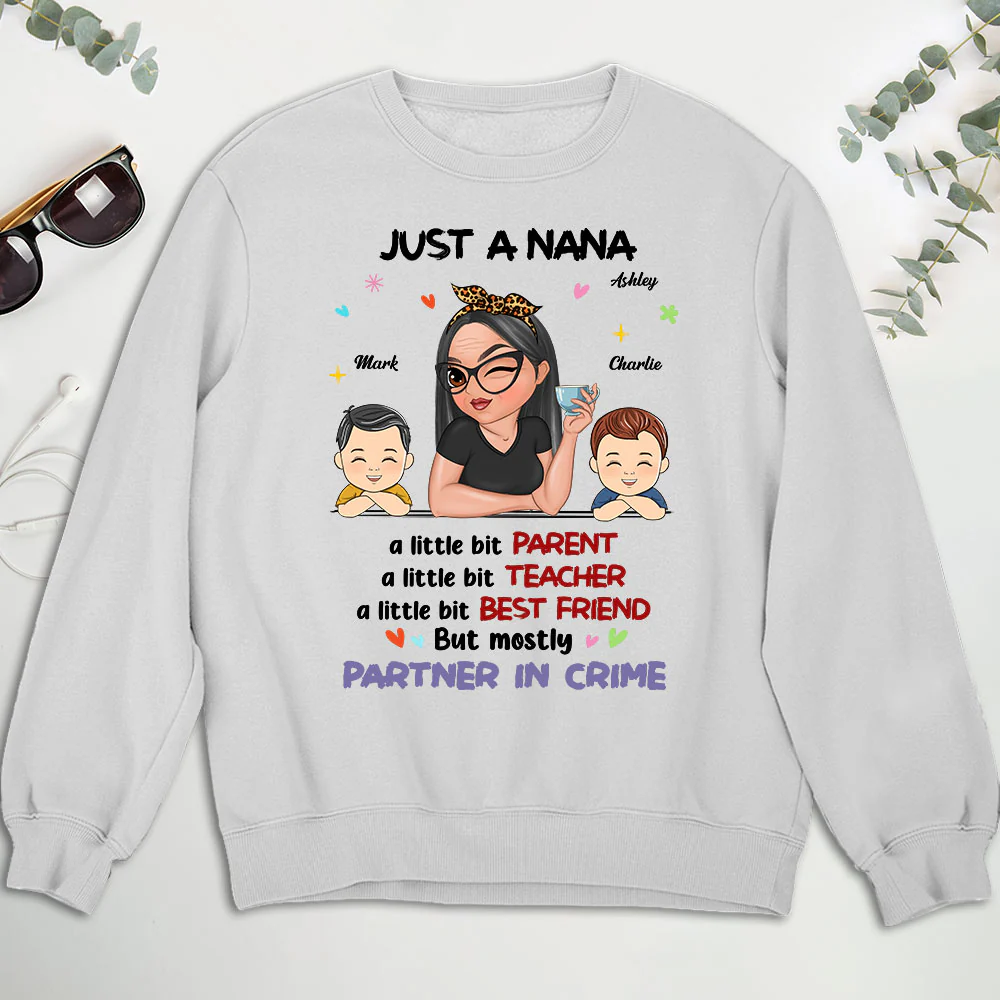 Just A Grandma Who's A Little Bit Partner In Crime - Personalized Custom Shirt - Image 3
