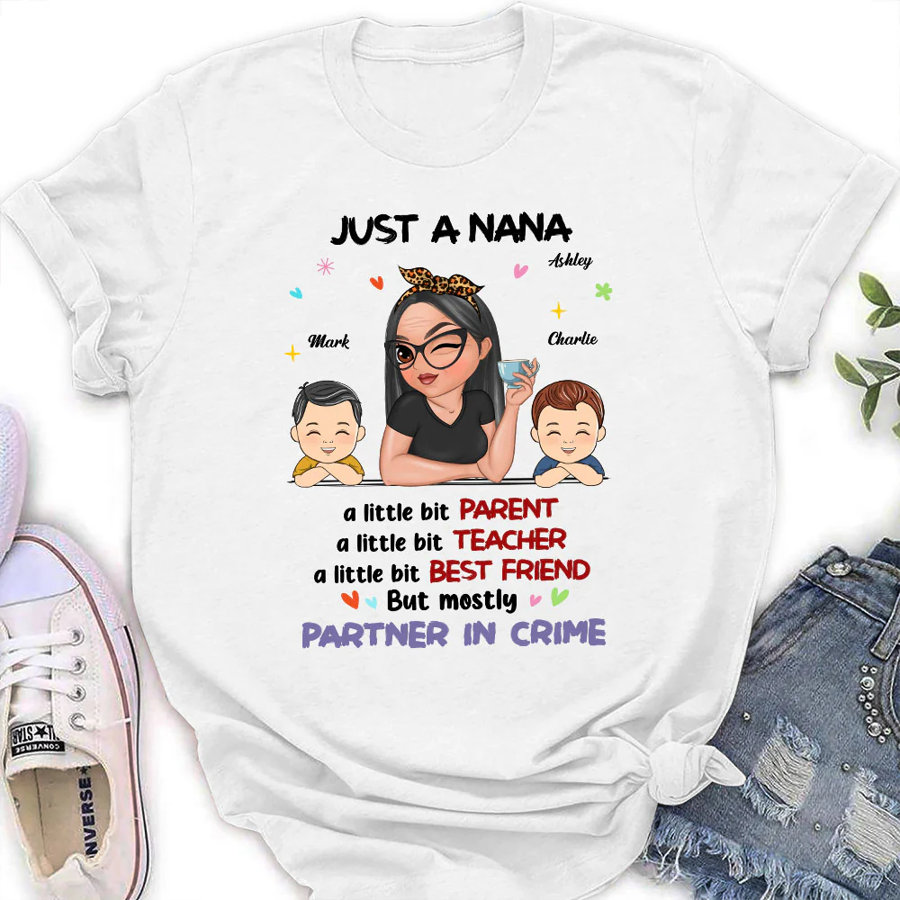 Just A Grandma Who's A Little Bit Partner In Crime - Personalized Custom Shirt - Image 7
