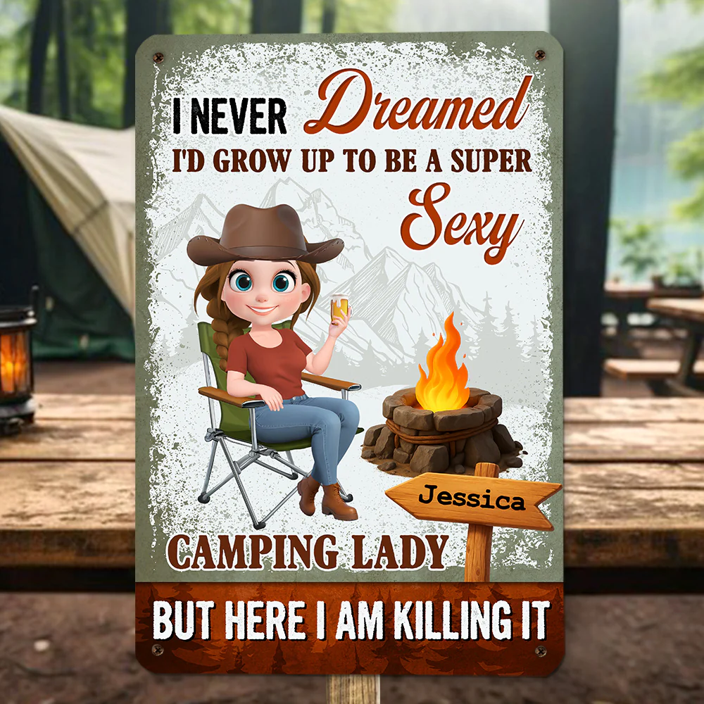 Just Crushing This Camping Life - Personalized Custom Metal Sign - Image 2